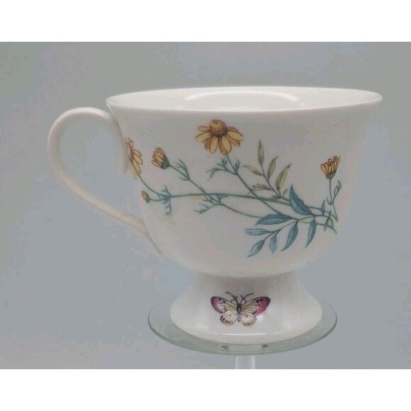 Nantucket Home Footed Tea Cup Botanical Flower Butterfly Floral Delicate - Picture 3 of 8